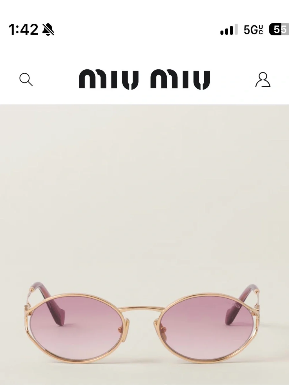 Miu Miu Gold Frame Oval Sunglasses with Pink Gradient Lenses